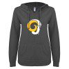 Thumbnail image for  ENZA Womens Dark Heather V Notch Raw Edge Fleece Hoodie