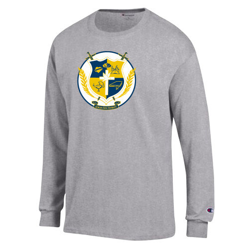 Champion Oxford Grey Long Sleeve T Shirt-Shield with Circle