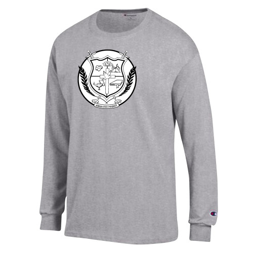 Champion Oxford Grey Long Sleeve T Shirt-Shield with Circle