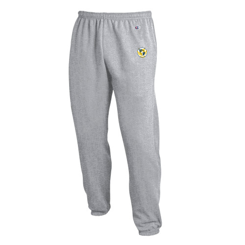 Champion Heather Grey Banded Bottom Sweatpants-Shield with Circle