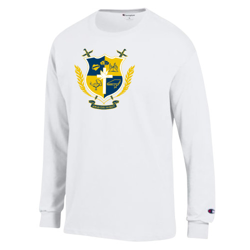 Champion White Long Sleeve T Shirt-Shield