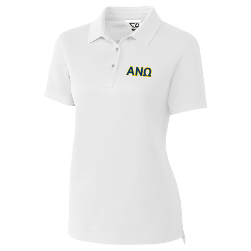C&B Womens White Advantage Polo-Greek Letters