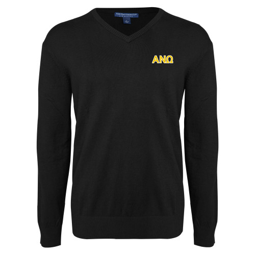 Black VNeck Sweater-Greek Letters