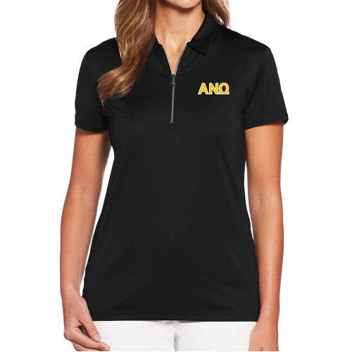 Callaway Womens Black Tulip Sleeve Zip Polo-Greek Letters