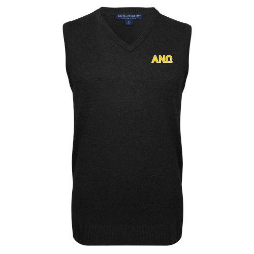 Black VNeck Sweater Vest-Greek Letters