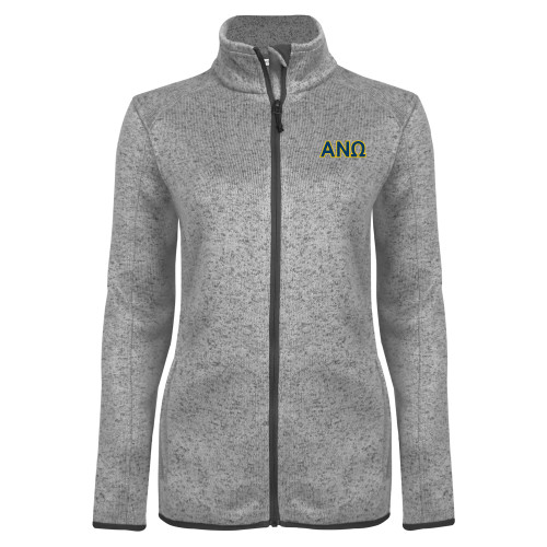 Womens Grey Heather Fleece Jacket-Greek Letters