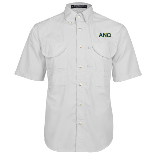 White Fishing Shirt Performance Short Sleeve-Greek Letters