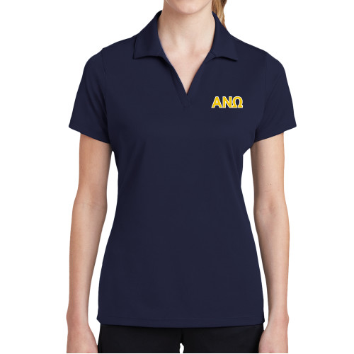 Womens Navy Dry Mesh Polo-Greek Letters