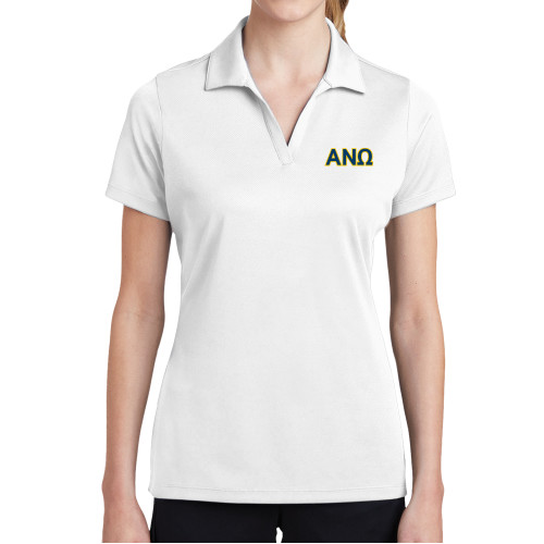 Womens White Dry Mesh Polo-Greek Letters