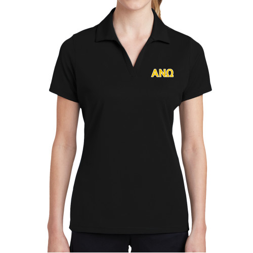 Womens Black Dry Mesh Polo-Greek Letters