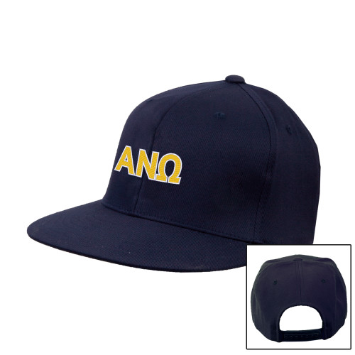 Navy Flat Bill Snapback Hat-Greek Letters