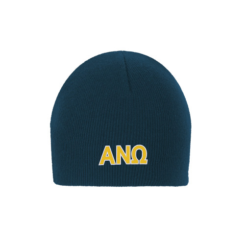 Navy Knit Beanie-Greek Letters
