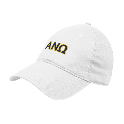 White Unstructured Adjustable Low Profile Hat-Greek Letters