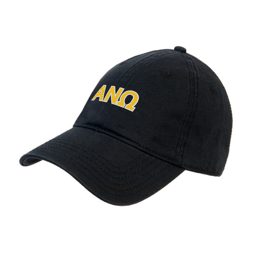 Black Unstructured Adjustable Low Profile Hat-Greek Letters