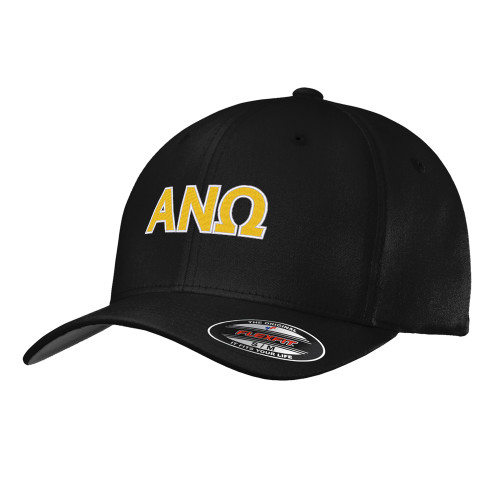 Black Flexfit Structured Low Profile Hat-Greek Letters