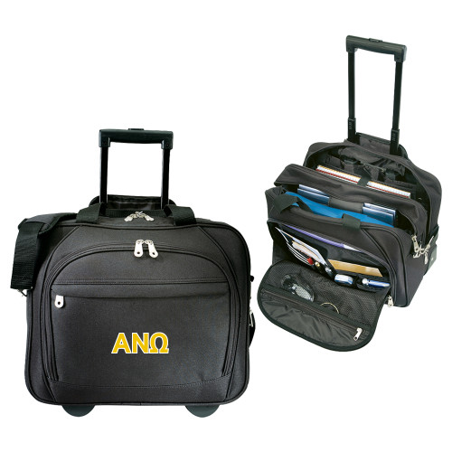 Black Embassy Plus Rolling Computer Brief-Greek Letters