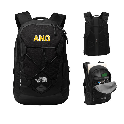 The North Face Black Groundwork Backpack-Greek Letters