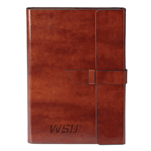 Fabrizio Brown Portfolio w/Loop Closure-WSU Engraved