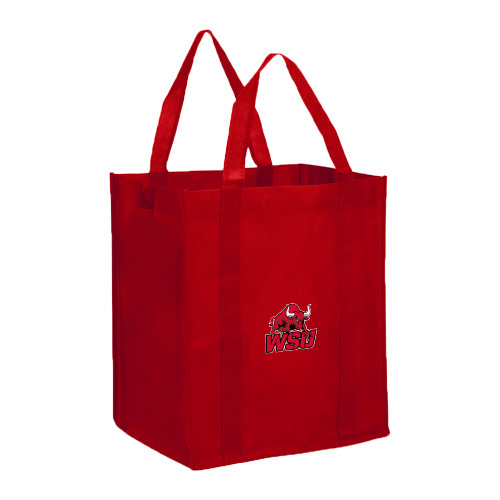 Non Woven Red Grocery Tote-Official Logo