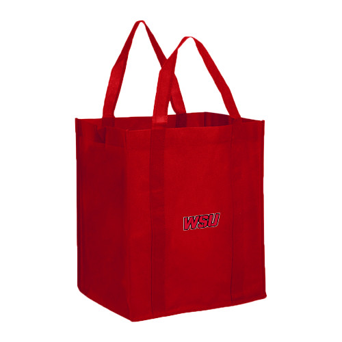 Non Woven Red Grocery Tote-WSU