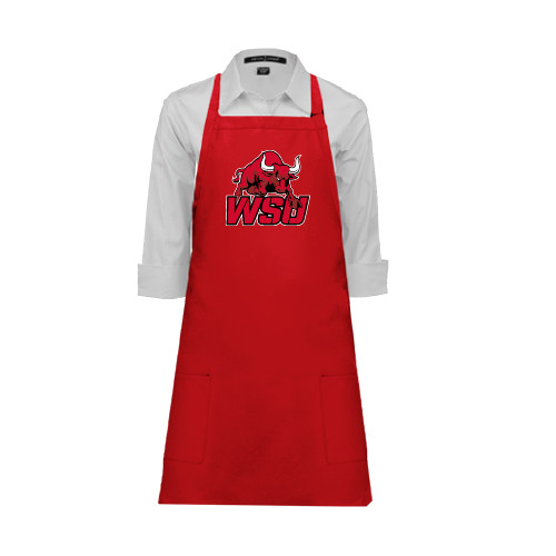 Full Length Red Apron-Official Logo