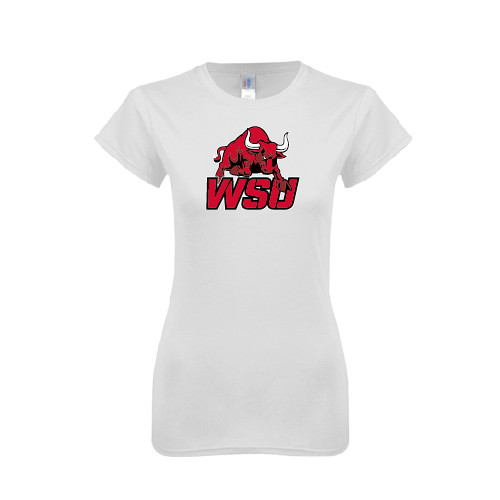 Next Level Womens White Boyfriend Tee-Official Logo