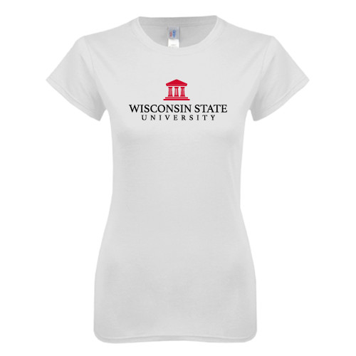 Next Level Womens White Boyfriend Tee-University Mark