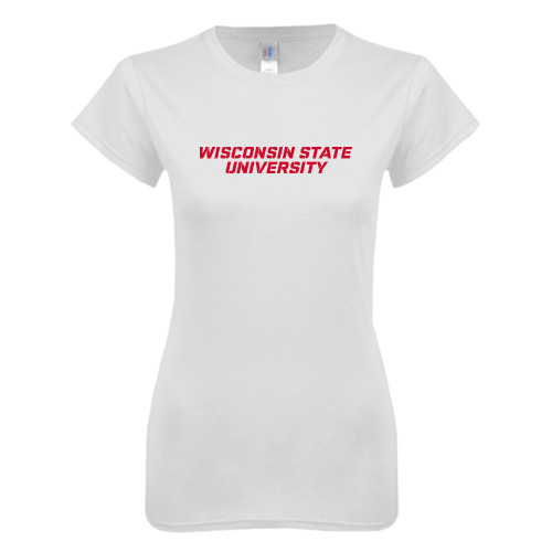 Next Level Womens White Boyfriend Tee-Athletic Wordmark