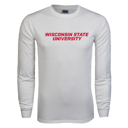 White Long Sleeve T Shirt-Athletic Wordmark
