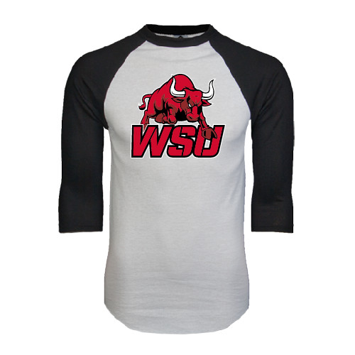 White/Black Raglan Baseball T Shirt-Official Logo