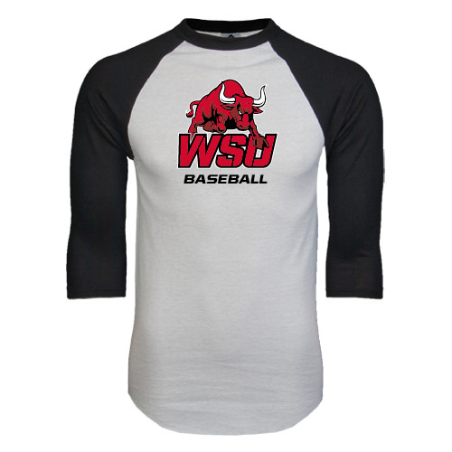 White/Black Raglan Baseball T Shirt-Baseball