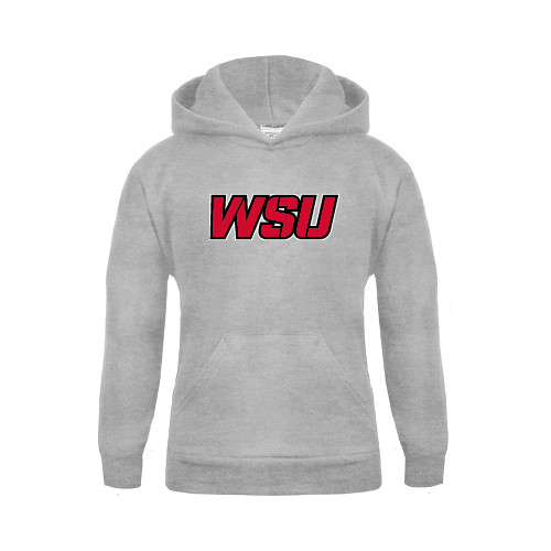 Youth Grey Fleece Hood-WSU