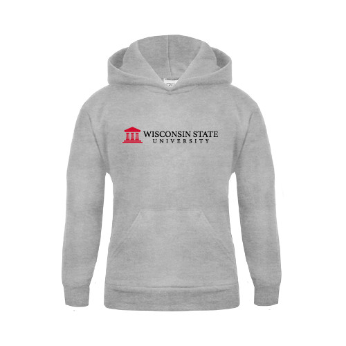 Youth Grey Fleece Hood-University Wordmark