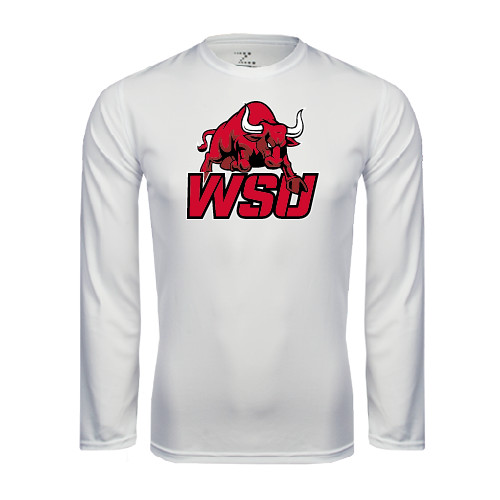 White Performance Long Sleeve Shirt-Official Logo