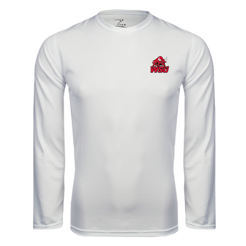 White Performance Long Sleeve Shirt-Official Logo