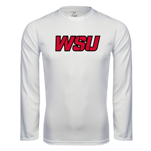 White Performance Long Sleeve Shirt-WSU