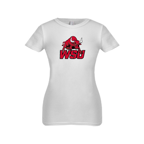 Next Level Girls White Fashion Fit T Shirt-Official Logo