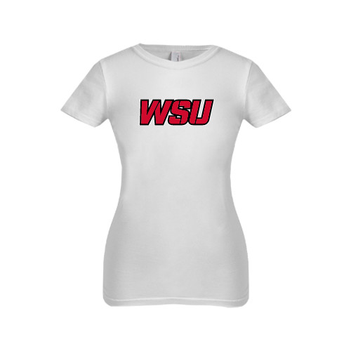 Next Level Girls White Fashion Fit T Shirt-WSU
