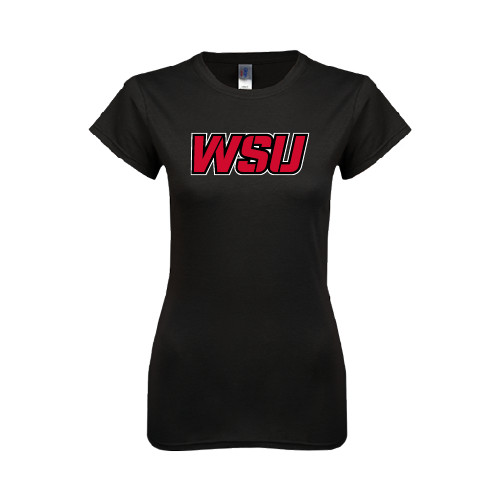Next Level Womens Black Boyfriend Tee-WSU