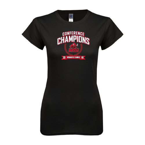 Next Level Womens Black Boyfriend Tee-Tennis Conference Champions