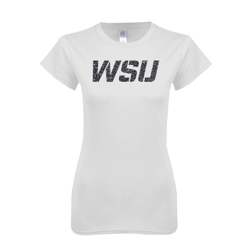 Next Level Womens Black Boyfriend Tee-WSU Graphite Glitter
