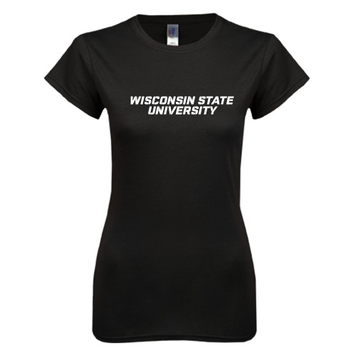 Next Level Womens Black Boyfriend Tee-Athletic Wordmark