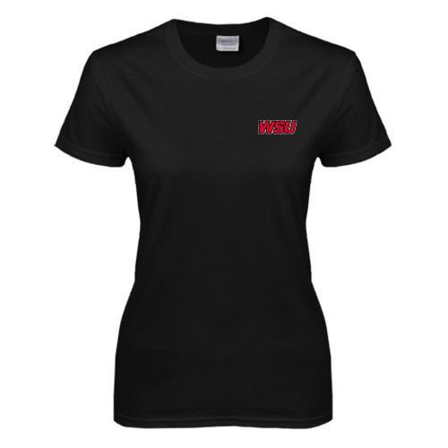 Womens Black Short Sleeve Tee-WSU