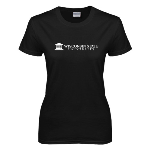 Womens Black Short Sleeve Tee-University Wordmark