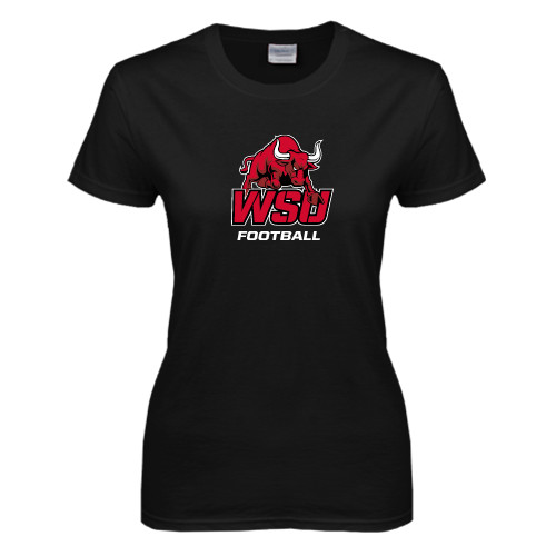 Womens Black Short Sleeve Tee-Football