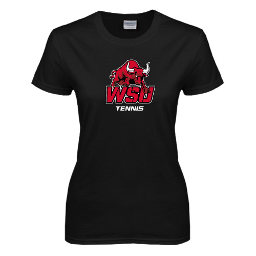 Womens Black Short Sleeve Tee-Tennis