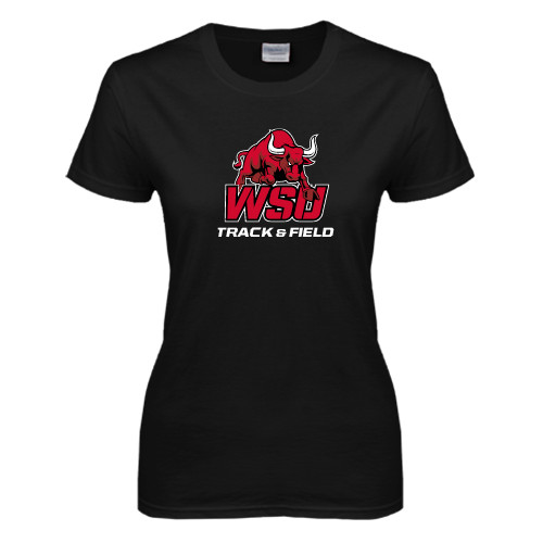 Womens Black Short Sleeve Tee-Track and Field