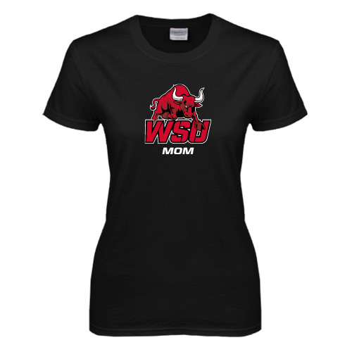 Womens Black Short Sleeve Tee-Mom