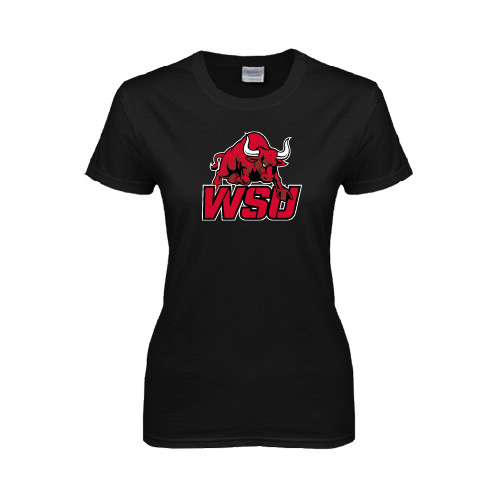 Womens Black Short Sleeve Tee-Official Logo