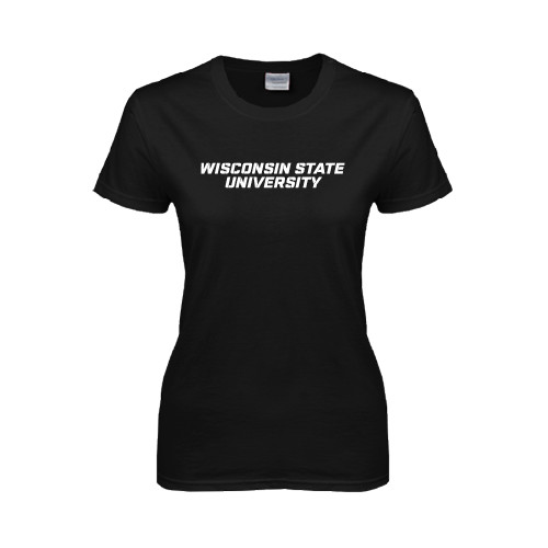 Womens Black Short Sleeve Tee-Athletic Wordmark